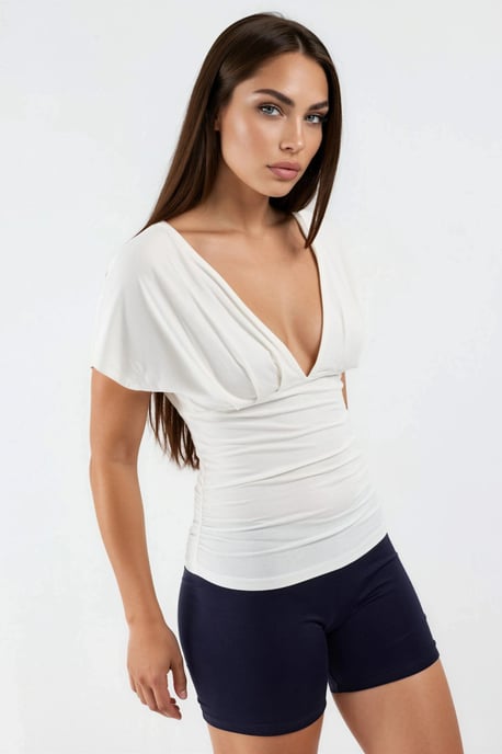 V-Ausschnitt Bluse mit Schleifen-Detail - Image 5