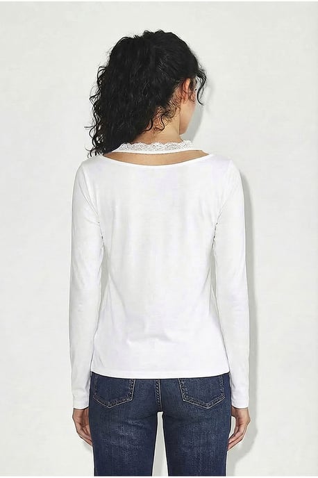 Schlanke Passform Langärmlige Bluse mit quadratischem Kragen - Image 4