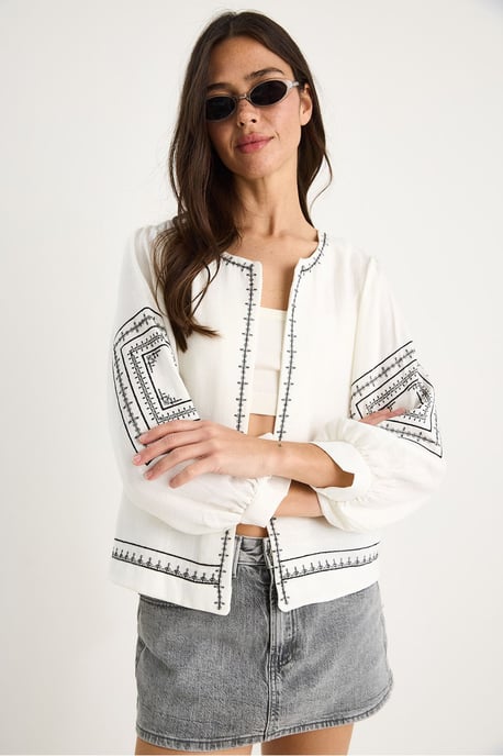 Bestickte lässige Crew-Neck-Jacke - Image 3