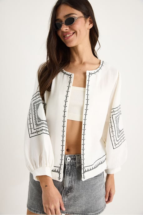 Bestickte lässige Crew-Neck-Jacke - Image 4