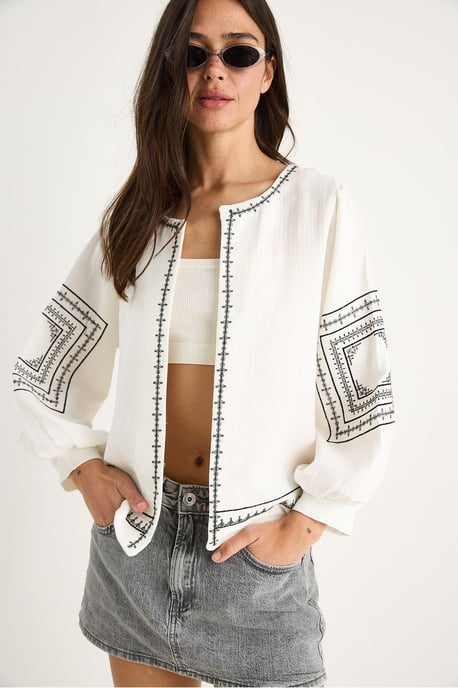 Bestickte lässige Crew-Neck-Jacke - Image 5