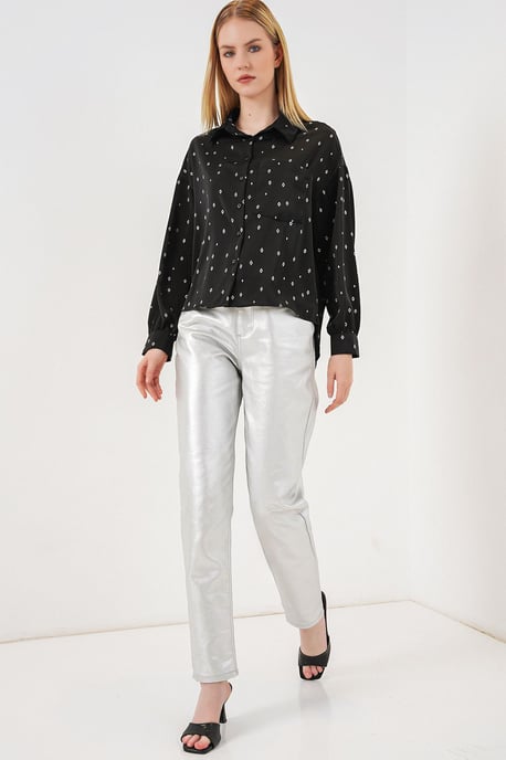 Übergroßes Langarmshirt mit Druck und Tasche - Image 2