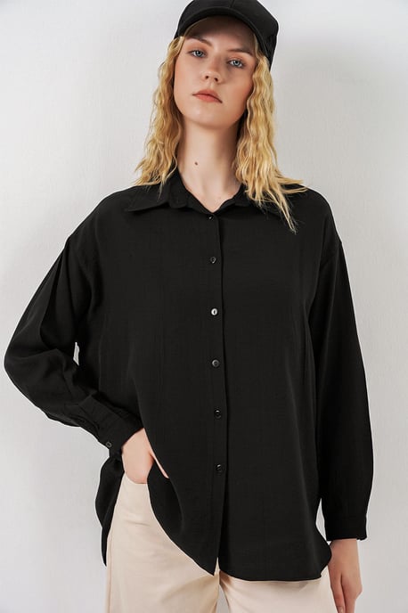 Oversized Langarm-Hemd mit Knopfleiste - Image 1