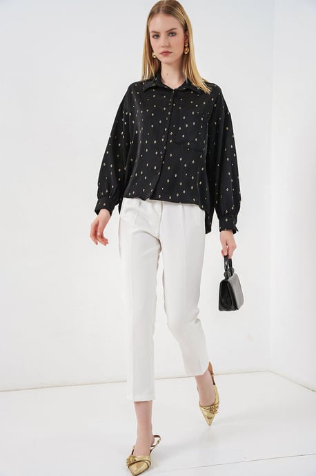 Übergroßes Langarmshirt mit Druck und Tasche - Image 2
