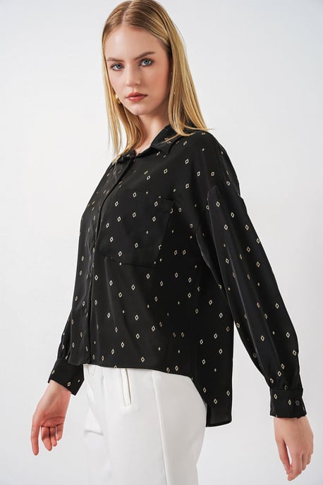 Übergroßes Langarmshirt mit Druck und Tasche - Image 3