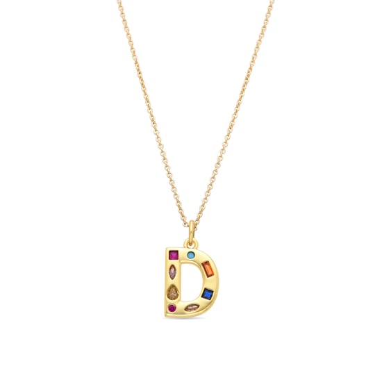 Luxenter Halskette mit mehrfarbigen Zirkonia 18k Gold Finish - Alphabet - Image 1