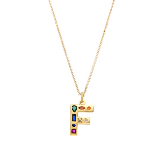 Luxenter Halskette mit mehrfarbigen Zirkonia 18k Gold Finish - Alphabet - Image 1