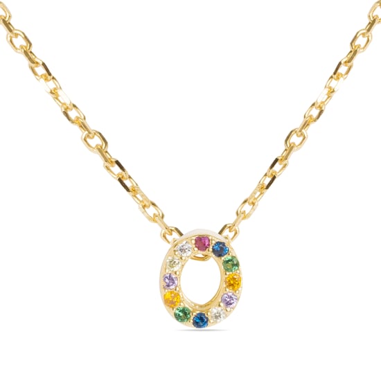 Luxenter Halskette aus 925er Sterlingsilber mit mehrfarbigen Zirkonias in 18K Gelbgold - Alphabet - Image 1