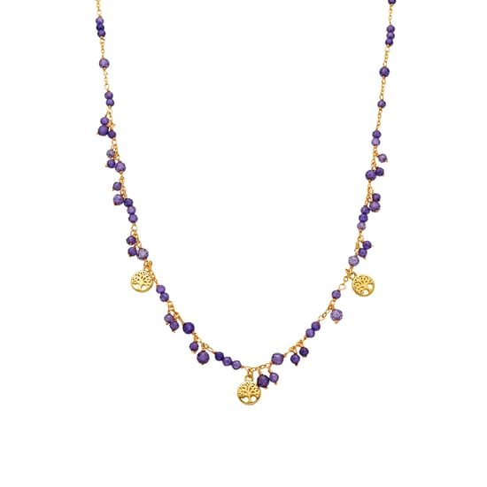 Luxenter Halskette mit lila Kristall mit 18k Gold Finish - Totez - Image 1
