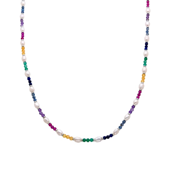 Luxenter Sterling Silber 925 Halskette mit mehrfarbigem rhodiniertem Kristall - Biroal - Image 1
