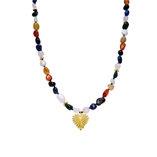 Luxenter Halskette mit mehrfarbigem Naturstein 18k goldfarben - Ilisen - Image 1
