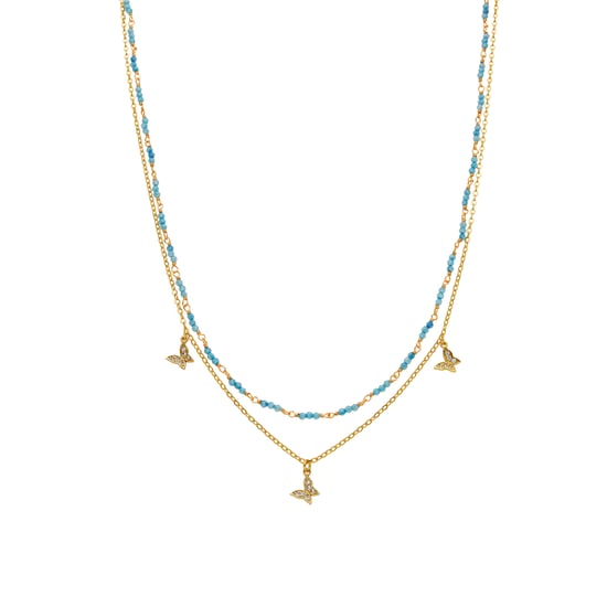 Luxenter Halskette mit blauem Kristall 18k goldfarben - Zinli - Image 1