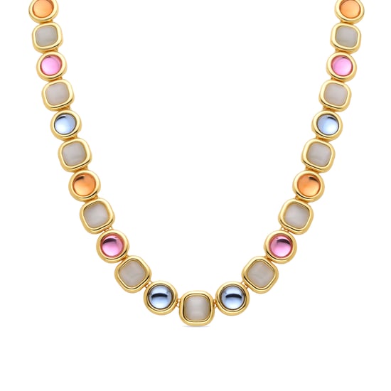 Luxenter Multicolor Kristall Halskette aus 18K Gelbgold - Mantis - Image 1