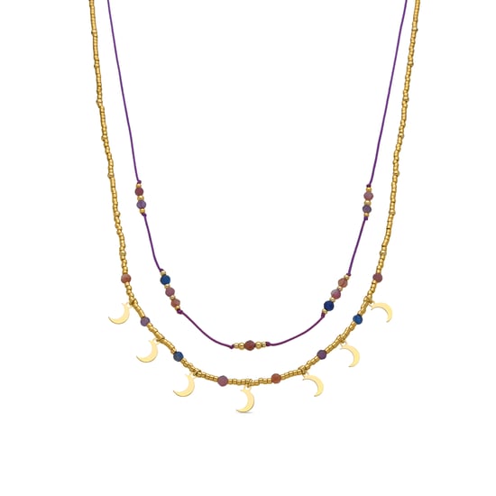 Luxenter Halskette aus 925er Sterlingsilber und 18k Gold mit bunten Kristallen - Kapac - Image 1