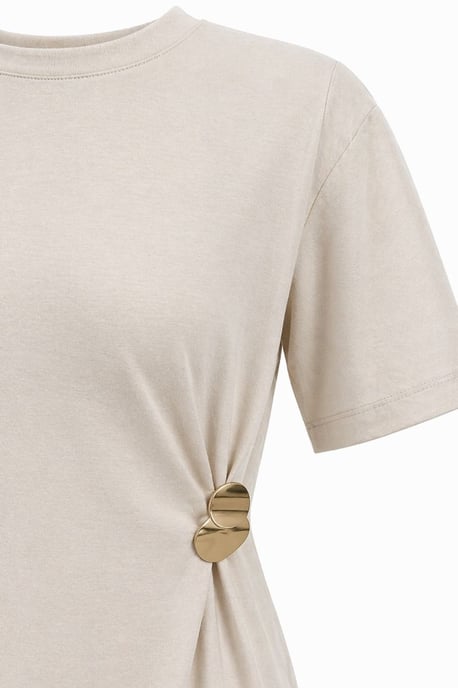 Crew-Neck Mini-T-Shirt-Kleid mit Stein-Accessoire - Image 2