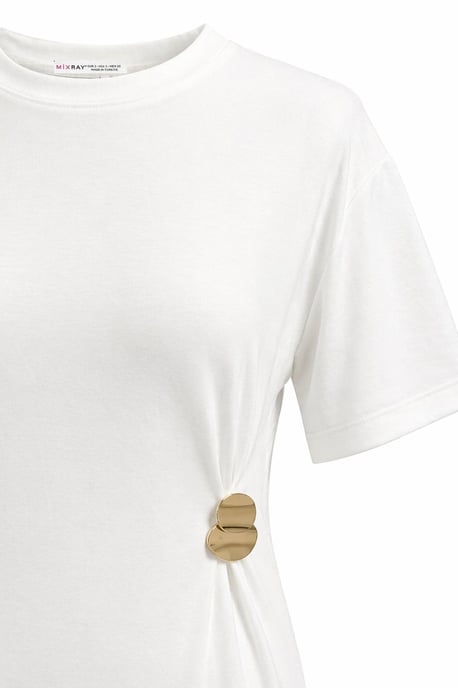 Mini-T-Shirt-Kleid mit Rundhalsausschnitt und Stein-Accessoire - Image 2