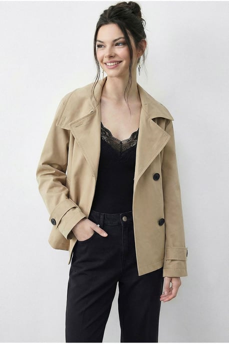 Kurzer Trenchcoat mit Mandarin-Kragen - Image 2