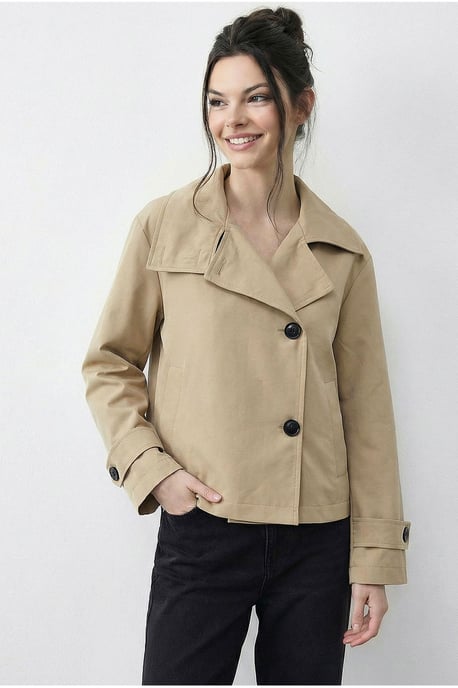 Kurzer Trenchcoat mit Mandarin-Kragen - Image 3