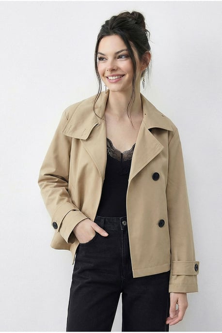 Kurzer Trenchcoat mit Mandarin-Kragen - Image 4