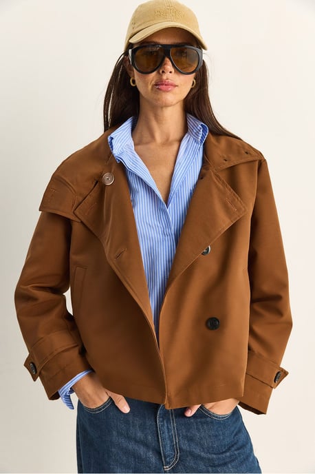 Kurzer Trenchcoat mit Mandarinkragen - Image 2