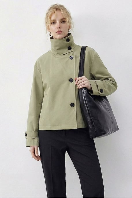 Kurzer Trenchcoat mit Mandarin-Kragen - Image 2