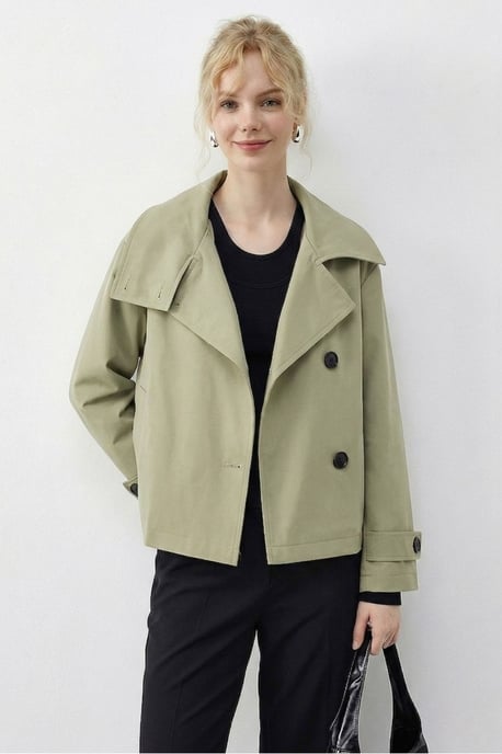 Kurzer Trenchcoat mit Mandarin-Kragen - Image 4