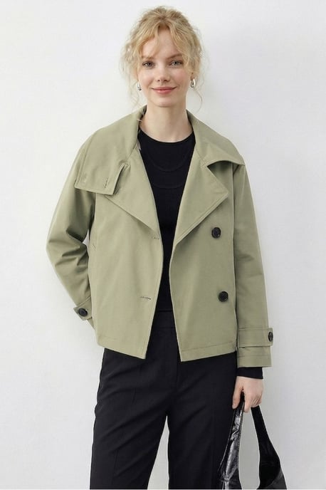 Kurzer Trenchcoat mit Mandarin-Kragen - Image 5