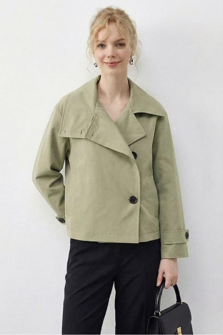 Kurzer Trenchcoat mit Mandarin-Kragen - Image 6