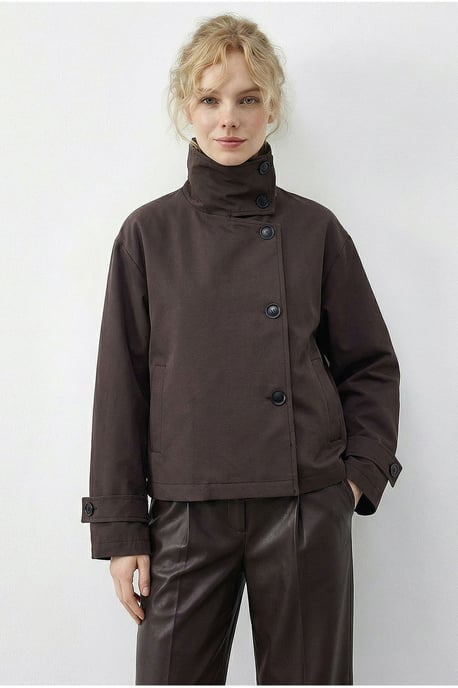 Kurzer Trenchcoat mit Mandarin-Kragen - Image 2