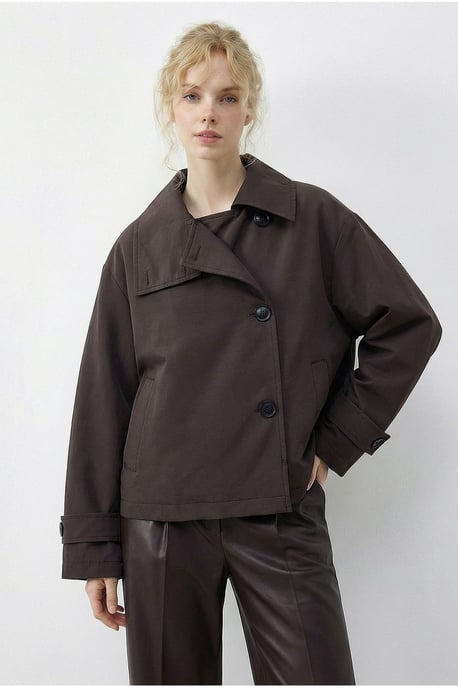 Kurzer Trenchcoat mit Mandarin-Kragen - Image 3