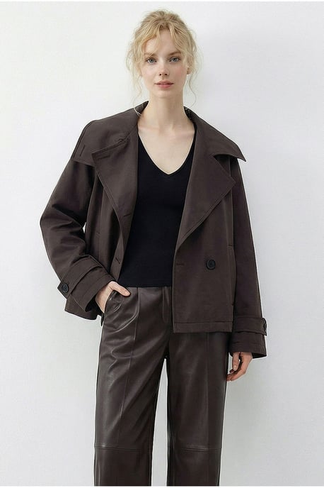 Kurzer Trenchcoat mit Mandarin-Kragen - Image 4