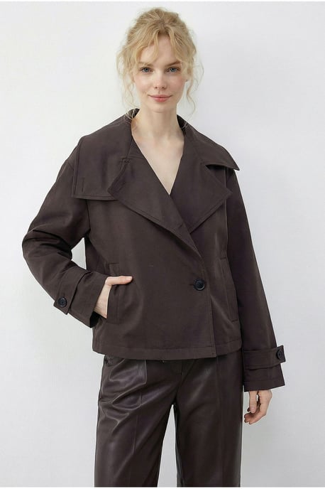 Kurzer Trenchcoat mit Mandarin-Kragen - Image 5