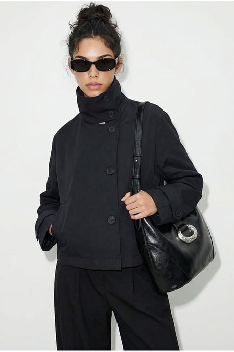 Kurzer Trenchcoat mit Mandarinkragen - Image 2