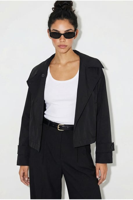 Kurzer Trenchcoat mit Mandarinkragen - Image 4