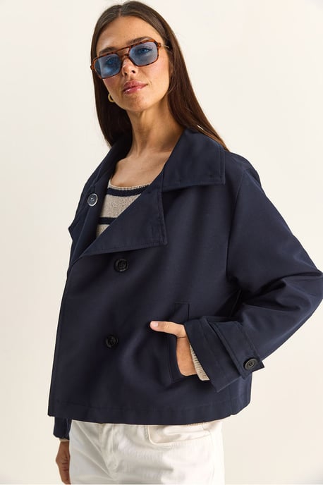 Kurze Trenchcoat mit Mandarin-Kragen - Image 5