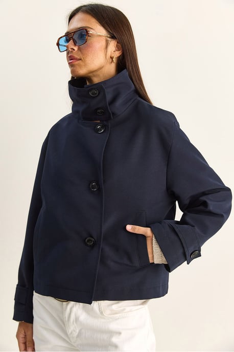 Kurze Trenchcoat mit Mandarin-Kragen - Image 6