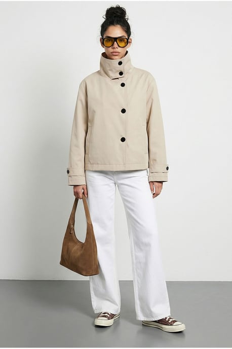 Kurzer Trenchcoat mit Mandarin-Kragen - Image 2