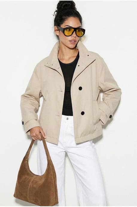 Kurzer Trenchcoat mit Mandarin-Kragen - Image 3