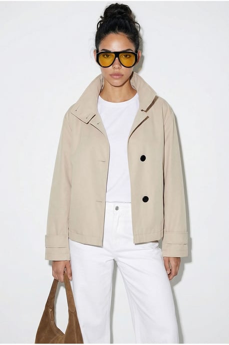 Kurzer Trenchcoat mit Mandarin-Kragen - Image 4