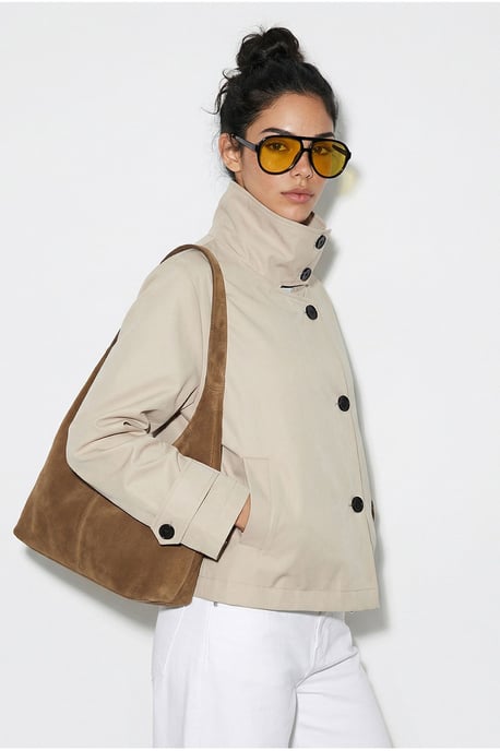 Kurzer Trenchcoat mit Mandarin-Kragen - Image 5
