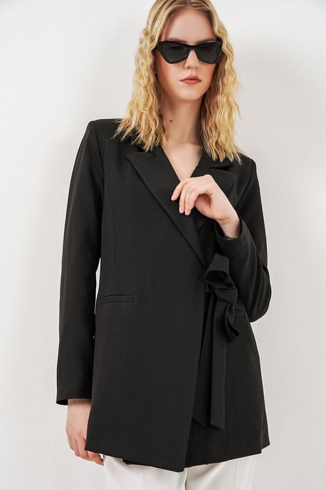 Blazer mit langer Krawattenverschluss und Schalkragen - Image 4