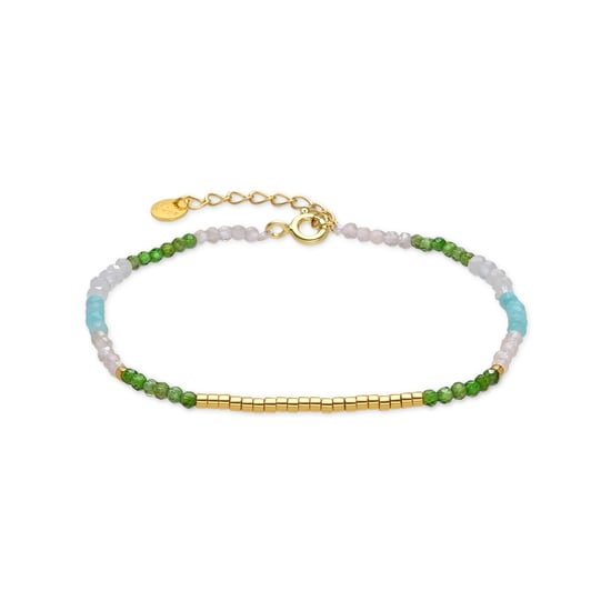 Luxenter Armband aus 925er Sterlingsilber und grünem Kristall in 18k Gelbgold - Vados - Image 1
