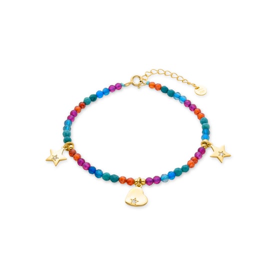 Luxenter 925 Sterling Silber Armband mit mehrfarbigem Kristall in 18K Gelbgold - Sten - Image 1