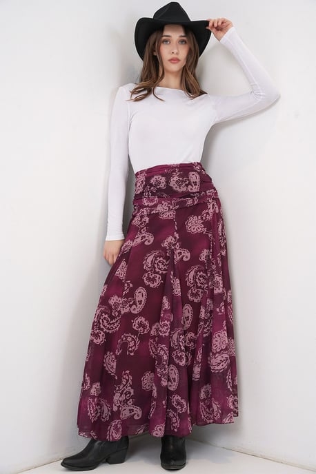 Hohe Taillen-Paisley-Maxikleid - Image 1