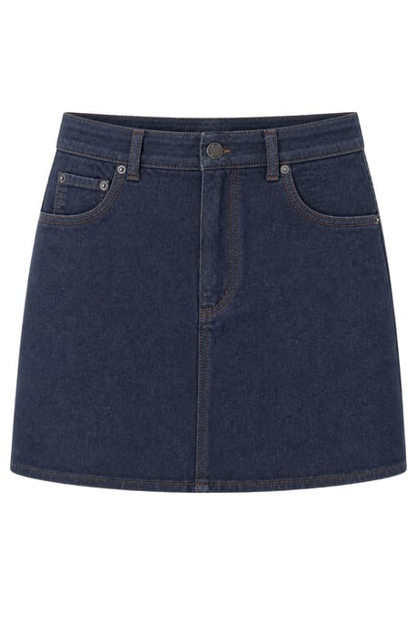 Hochtaillierter A-Linien Jeans-Minirock mit Knopfverschluss - Image 1