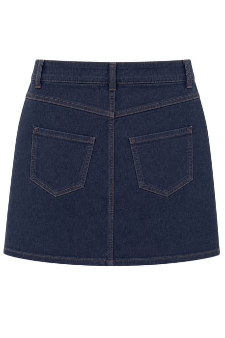 Hochtaillierter A-Linien Jeans-Minirock mit Knopfverschluss - Image 3