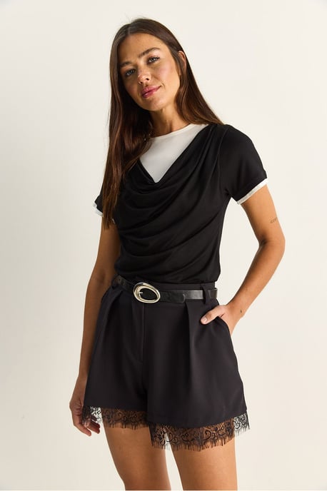 Hochtaillierte Weite Leg Shorts mit Spitze - Image 5