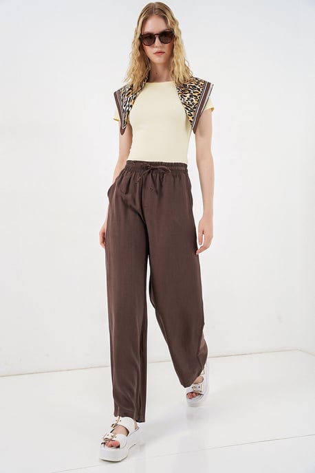 Hochtaillierte weitem Beinform Hose mit Tasche - Image 3