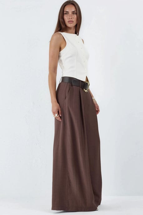Hochtaillierte Weite Bein Hose mit Falten - Image 2