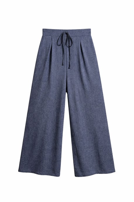 Hochtaillierte weite Palazzo-Hosen mit Bindegürtel - Image 1